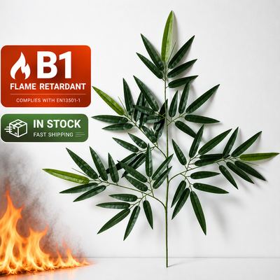 30inch B1 Grade Flame Retardant Artificial Bamboo Leaves Custom Bamboo Foliages for Commercial Landscape Engineering Dec