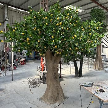 Custom Fiberglass Artificial Lemon Tree Lifelike Eco-Friendly Durable Indoor Outdoor Garden Hotel Scenic Area Landscape 