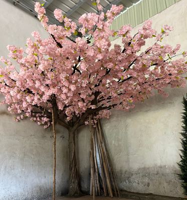 Custom 10ft Durable Eco-Friendly Artificial Cherry Blossom Tree Slanted Sakura FRP Real Trunk for Indoor/Outdoor Use Hot