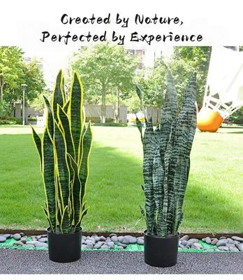 Sirui Indoor Room Decor Lifelike Artificial Snake Plant & Tiger Orchid Bonsai Potted Tree Plastic Pot-Eco-Friendly Reali