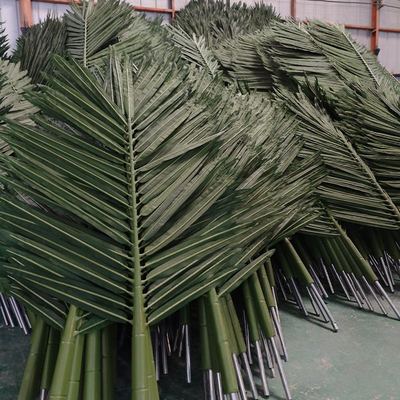 Factory Wholesale UV Proof High Quality Outdoor Large Artificial Coconut Data Palm Leaves ,raw Material for Tropical Pal