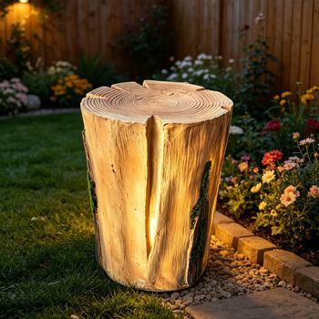 Waterproof Rectangle Fiberglass Tree Stump Lamp Bench Outdoor Landscape Garden LED Indoor Commercial Art Installation Ma
