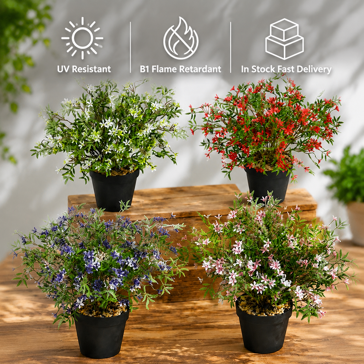 13inch PE Outdoor Anti-UV Flame Retardant Eco-Friendly Artificial Star Flowers Multi-color Weatherproof Bush Stock Garde