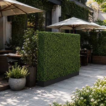 Custom Outdoor UV Resistant Artificial Holly Boxwood Hedge Planter Privacy Screen for Garden Patio Restaurant Cafe Bar