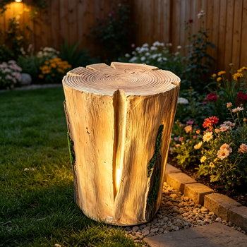 Waterproof Rectangle Fiberglass Tree Stump Lamp Bench Outdoor Landscape Garden LED Indoor Commercial Art Installation Ma